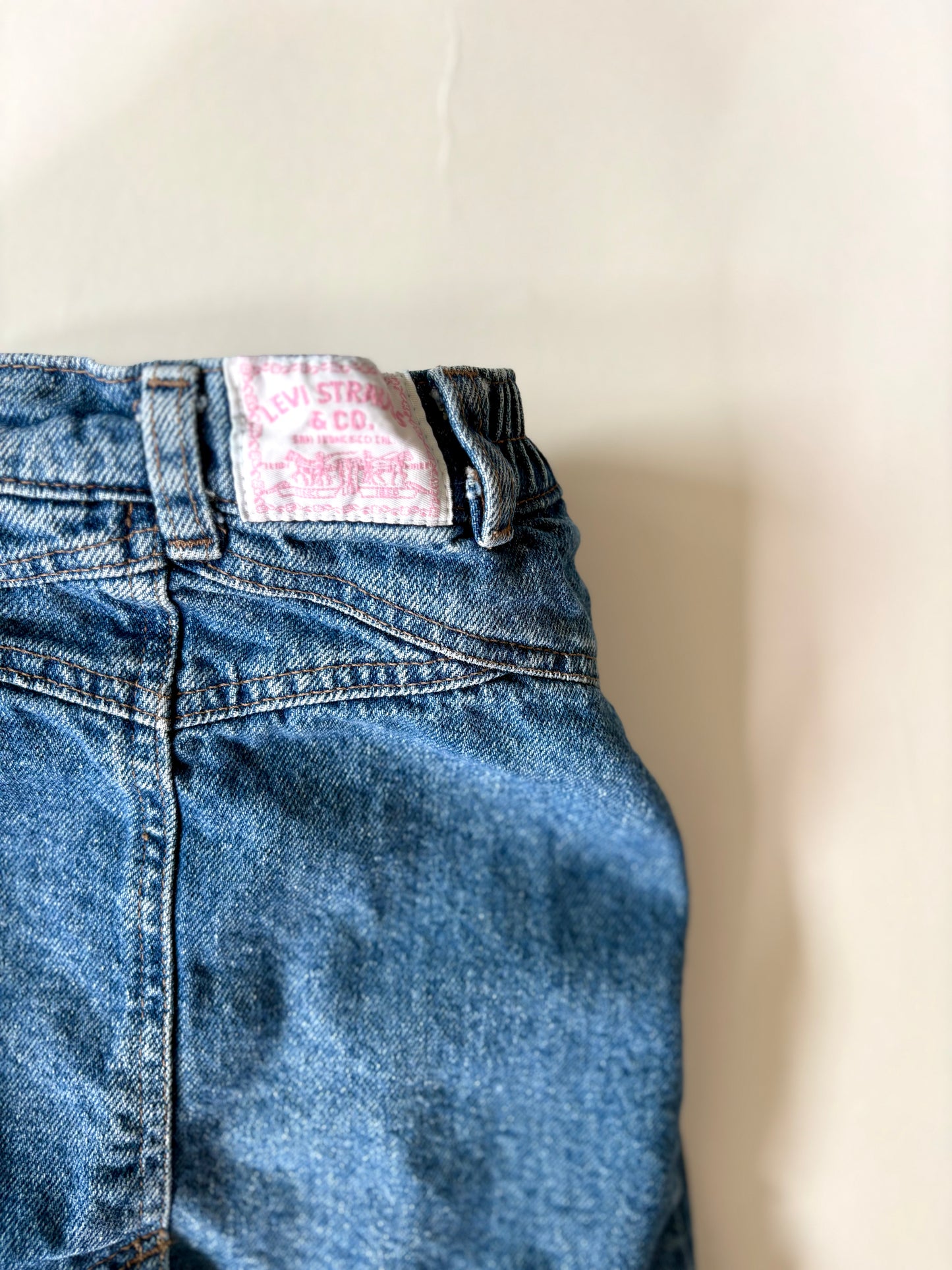 Vintage 90s Levi's Denim Gathered Front Mini Size 6