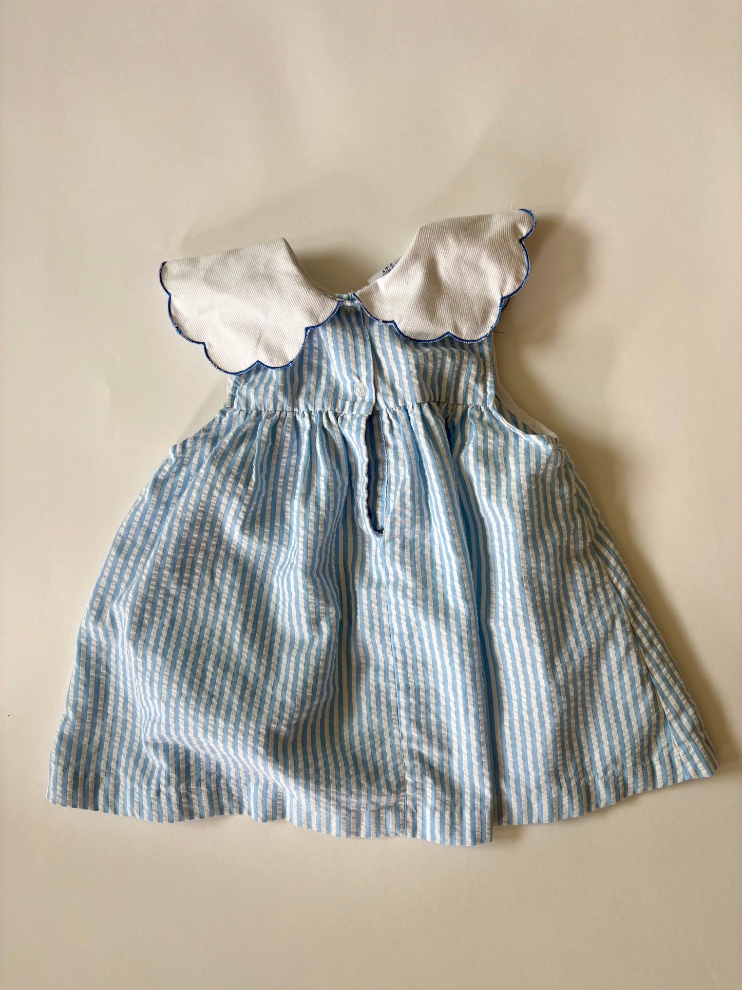 Vintage 90s Samara Seersucker Scalloped Collar Dress w/ Bloomers Size 2T