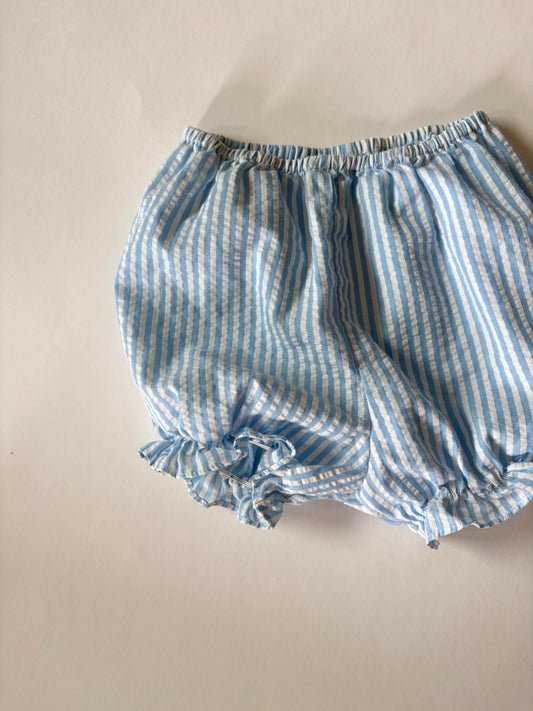Vintage 90s Samara Seersucker Scalloped Collar Dress w/ Bloomers Size 2T