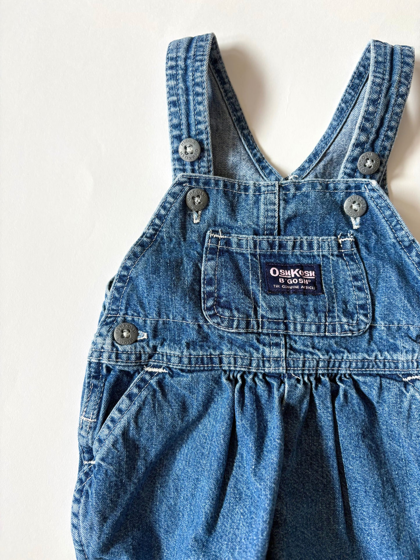 Vintage 90s Oshkosh Denim Bubble Overalls Size 9 months