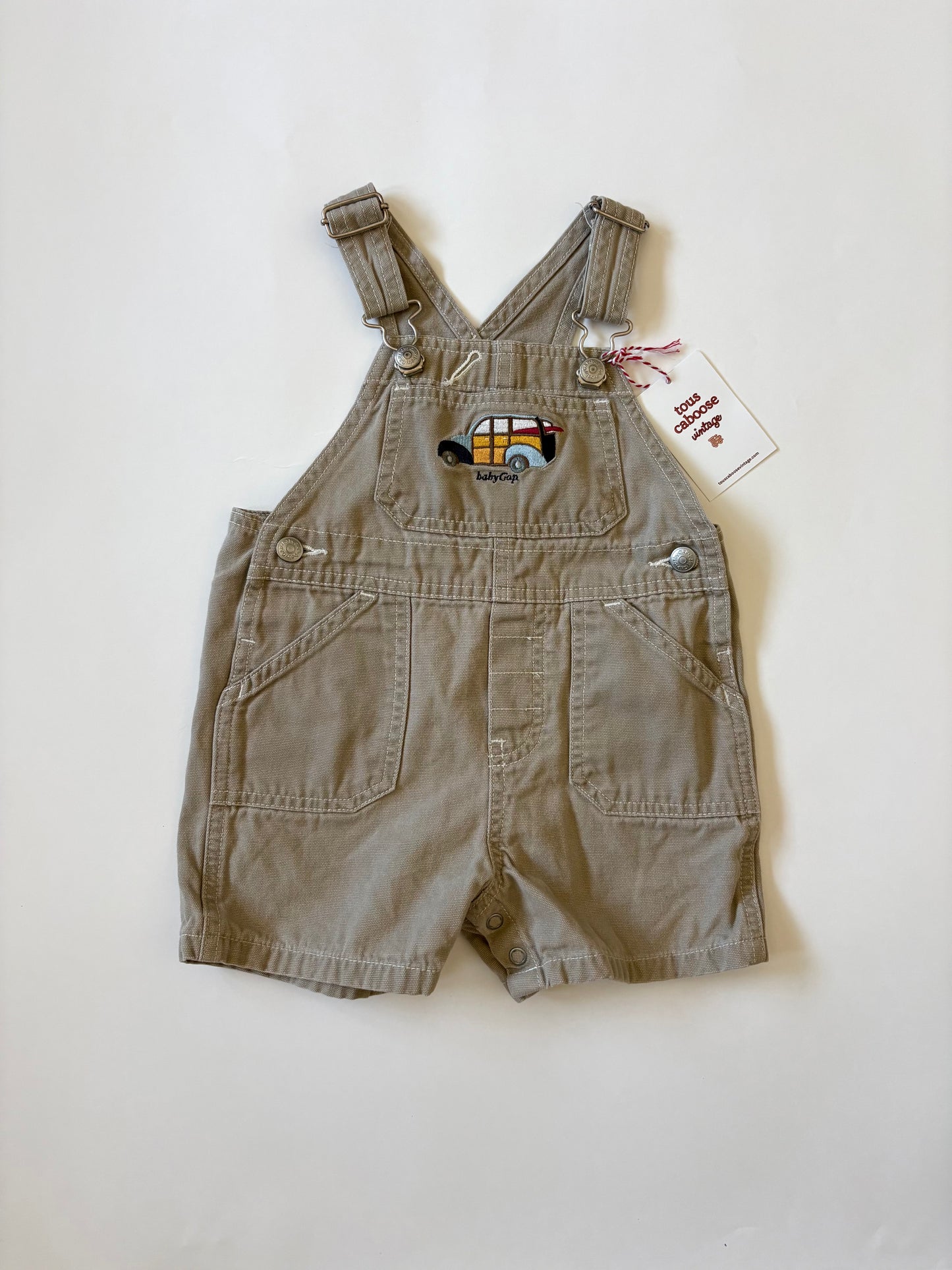 Vintage '99 Gap Khaki Surf Shortalls Size 12-18 months