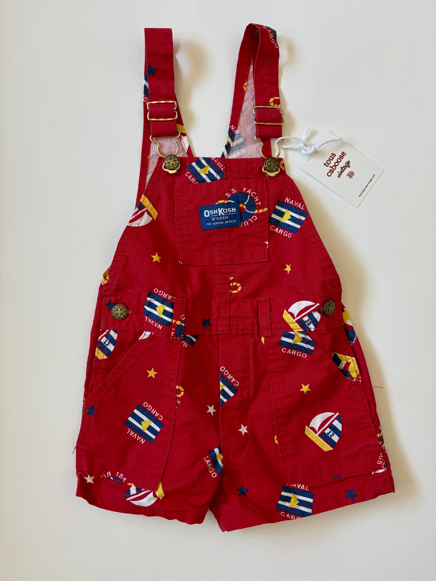 Vintage 80s Oshkosh Naval Cargo Sail Shortalls Size 4T