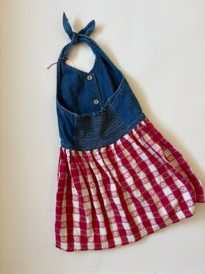 Vintage 90s Gap Picnic Halter Dress Size 4T