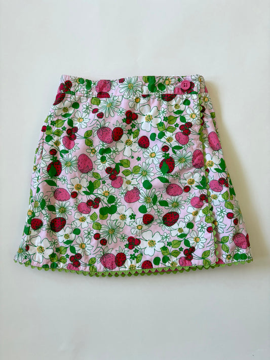 Vintage Hartstrings Strawberry Ric Rac Wrap Skirt Size 6