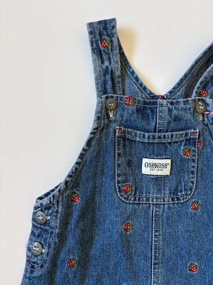 Vintage Y2K Oshkosh Embroidered Strawberry Denim Jumper Size 5