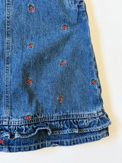 Vintage Y2K Oshkosh Embroidered Strawberry Denim Jumper Size 5