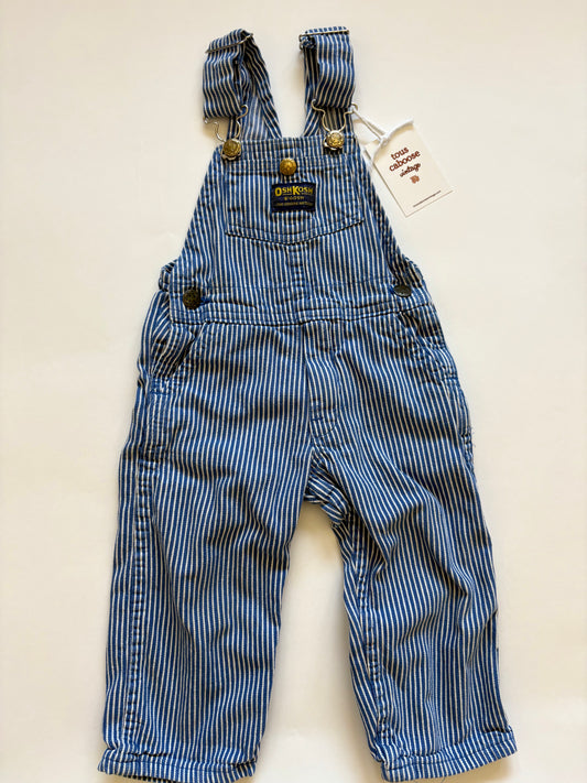 Vintage 80s Oshkosh Blue Hickory Stripe Overalls Size 2T