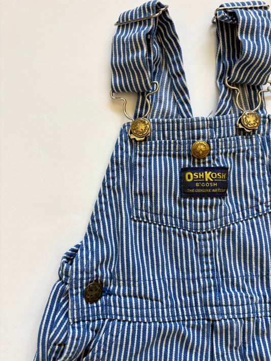 Vintage 80s Oshkosh Blue Hickory Stripe Overalls Size 2T